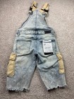 Smoke Rise Overalls Men s Medium Blue Denim Shortalls Cargo Pockets Distressed