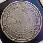 1894 British Honduras 25 Cents Silver Coin