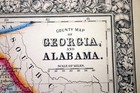 1864 Map Georgia And Alabama County Map Antique Original Hand Colored Mitchell