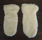 Mid-century Child s Rabbit Fur Mittens gloves  White Red  Vintage Retro  Genuine