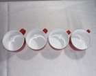 Rare United Airlines Vtg Retro 4 Coffee Mugs Cups Cu 578 Red White Stacking