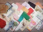 Lot Of 28 Silk Silky Printed Embroidered Lace Vintage Antique Hankies Souvenir