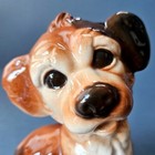 Vintage Royal Copley Ceramic Puppy Dog Figurine  Brown   White Mixed Breed