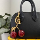 Cherry Bag Charm Keychain Glitter And Old Gold Or Silver Cherry Red