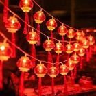 1 5m 10light New Year Red Chinese Lantern With Led Lights Good Luck Mini Lantern