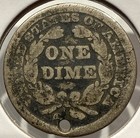 1848 Seated Liberty Dime Silver 10c Us Coin Holed