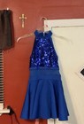 Weissman Girls Blue Sequin Halter Dance Costume Dress  Size Mc