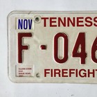 2004 Tennessee Firefighter License Plate     free         F 04620   1st Responder Tag