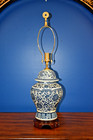 30  Very Fine Chinese Porcelain  Blue   White Temple Jar Lamp-