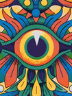 Psychedelic Moth Concert Poster Colorful Folk Art Wall Print Vintage Decor 2026 