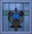 Pretty Floral Midsize Old English Leaded Stained Glass Window 23  X 24 