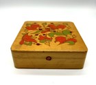 Vintage Beautiful Russian Wooden Jewelry trinket Box Hand Painted Carved 5x3 5   