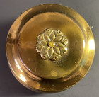 Vintage Powder Puff Music Box Gold Aluminum Metal W floral Rhinestone Works