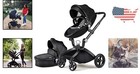 Adjustable Baby Stroller With Shock Absorption   Reversible Seat - Black