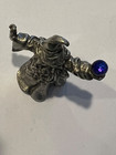 Vintage Wizard Gallo Signed 1987 Miniature 1 5   Pewter Figurine W Crystal Ball