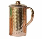 100  Pure Copper Water Pitcher Jug 1500ml Hammered Bottle Tumbler Glass Set Of 6