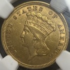 1854 3 Dollar Gold Coin Ngc Au 58