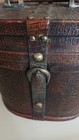 Antique Leather   Wood Top Hat Box Vintage