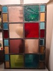 Old 1800 s English Leaded Stained Glass Window Abstract - Multi Colors 18  X 12 
