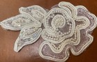 Applique Soutache Beads 2 5x4  Pearls Flower Leaves Hand Sewn Cream Blush 1pc