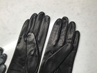 Vintage Saks Fifth Ave Womens Grey   Black Leather  Gloves Italy Silk Lined S -7