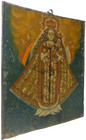 Nuestra Senora De La Altagracia On Zinc 19th C Bolivian Antique Retablo Painting