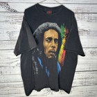 Vintage Y2k Bob Marley Big Face Rap Tee Graphic Faded Black T-shirt Men   s Xl