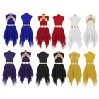 Girls Lyrical Sleeveless Metallic Asymmetrical Overlay Tunics Choir Dance Dress