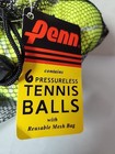 New Penn Pressureless Tennis Balls 6-pack In Black Mesh Carrying Bag