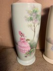 Vintage 1940s Pair Of Noritake Vases With Victorian Ladies 7 3 4    Tall Rare