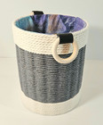 Basket Round Storage Bin Cotton Cord Fabric Wood Decorative Hard Side Underwater