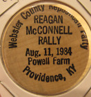1984 Reagan Mcconnell Rally Providence  Ky Wooden Nickel - Kentucky Token