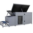  Insulated Dog House Outdoor Wood Large Dog Kennel With Food Bowls And Storage