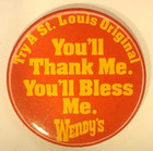 Vintage 1980s  Wendys Try A St Louis Original  Pinback Button