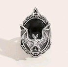 Black   Silver Gothic Bat Cameo Style Adjustable Ring Witch Vampire Halloween 