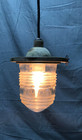 Vtg Light Nautical Industrial Metal Hanging Glass Jelly Jar Light 1828-22b