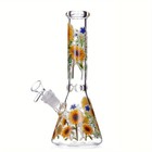 10 Inch Colorful Sunflower Beaker Bong Glass Bongs Water Pipe Hookah 14mm
