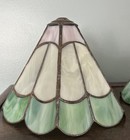 Vintage Tiffany Style Stained Glass Peacock Lamp Shades 1 Pair Pink Green White