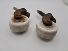 2 Vintage Small White Matching Ceramic Metal Porcelain Caster Wheels 1 25  W