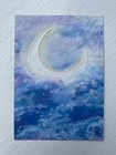Aceo Original Impressionist Moon Oil Pastel Painting Mini Art By Hannah Rowan
