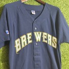 Vintage Russell Athletics Milwaukee Brewers Jersey Mens Large Short Sleeve