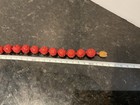 Vintage Hand Carved Red Cinnabar Style Bead Necklace Knotted Gold Clasp 25   
