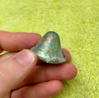 Ancient Roman Glass Rare Fragment Carved With Flower Pattern Green Patina 200 Bc