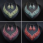 Women Prom Wedding Bridal Crystal Rhinestone Necklace Earrings Jewelry Set Gift