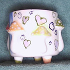 Vtg Mushroom Flower Pot Planter Quirky Fun Colorful 5  Diam 5  Tall