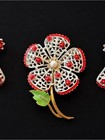 Vintage Sarah Coventry Floral Brooch   Clip-on Earrings Set