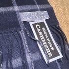 100  Cashmere Long Winter Scarf Navy Gray Plaid 5ft W fringe - Geoffrey Beene