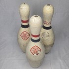 60 s Japanese Bravo Wooden Bowling Pin Aichi Tokei Denki Jbc Set Of 3 Rare C1 3