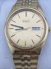 Vtg Seiko Men 35mm Watch Gold Tone Gold Dial Day date 7 5  5y23-8040 - Runs