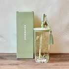 Starbucks China 2026 Spring Auspicious Pattern 18oz Glass Straw Cup W  Charm
